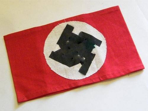 German NSDAP Arm Band - Label number 513472, Swastika covered for bid or buy policies, as per scan