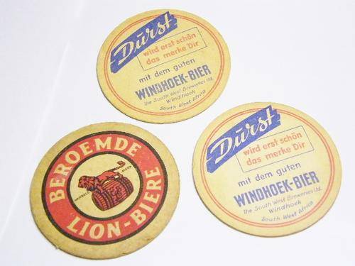 Lot of 3 Vintage Beer Coasters - Lion & Durst Windhoek - Bier - as per photo