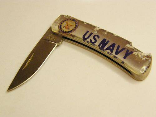 Buck 525 x Pocket Knife with US Navy Logo - as per photo