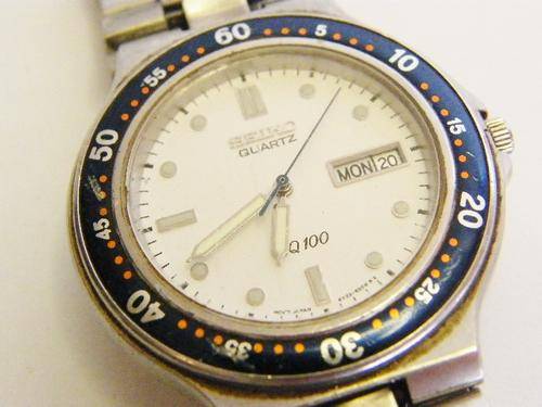 Vintage Seiko SQ100 Day Date Mens Quartz Watch - Working - as per photo