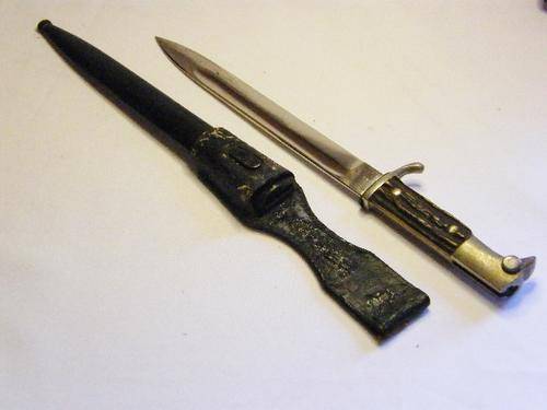 German Dress Bayonet with Staghorn handle with scabbard & frog - as per photo