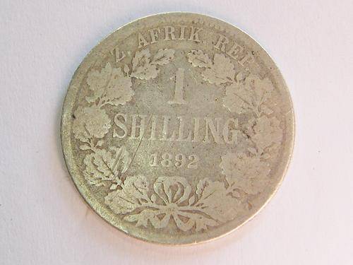 1892 ZAR silver shilling - well used - as per photo