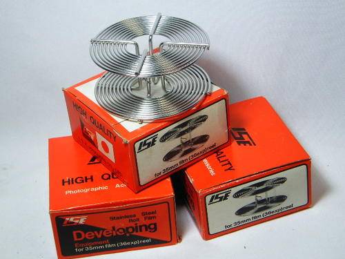 Lot of 3 ISE stainless steel 35mm film reels for film developing - as per photo