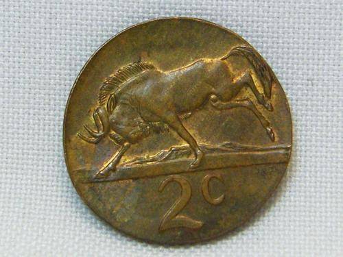 Error coin - 1987 RSA 2 cent coin on 1 cent planchet - as per photo