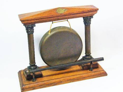 Vintage wood & brass dinner gong - as per photo