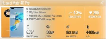 Huawei Mate 40 Pro 5G - Silver