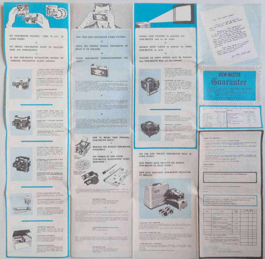 30 View-Master Slides with two viewers and original warranty document for collectors.
