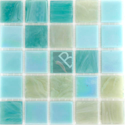 River Mix  Aqua Green 20x20x4mm - 25 Tiles