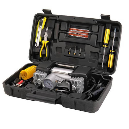 Portable Double Cylinder Car Air Compressor with Tools