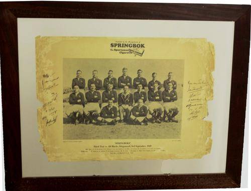 EXTREMELY RARE ****** Signed Photo of 1949 Springboks ****** EXTREMELY RARE