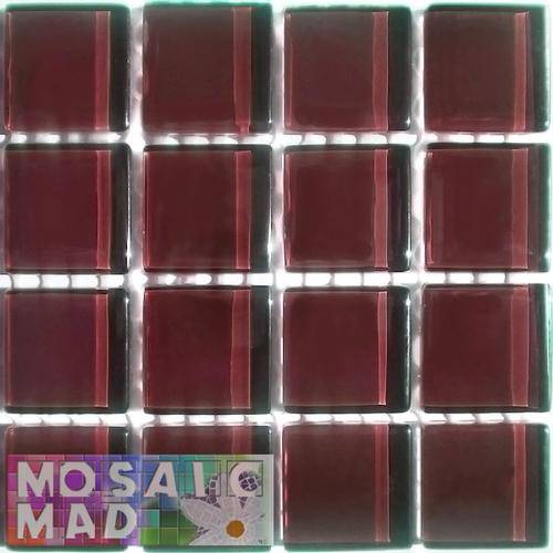 Crystal Glass Mosaic Tiles 23mm x 23mm- BURGUNDY