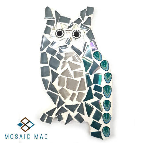 mosaic project, diy kit, mosaic, mosaic, mosaic tiles, wooden base, inserts, owl, bird