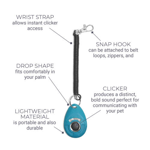 Little Weasel Pets Dog Training Clicker with Wrist Strap - Blue