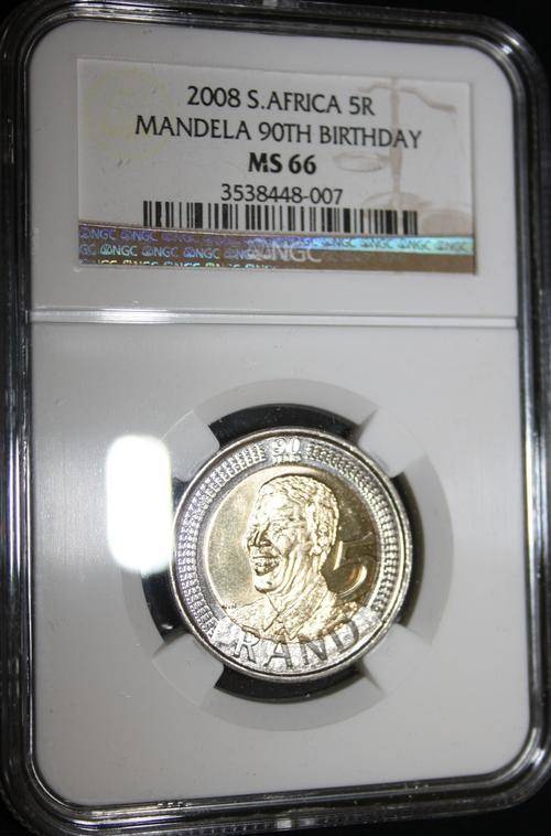 2008 Mandela 90th Birthday R5 - NGC Graded - MS66 - R1 START