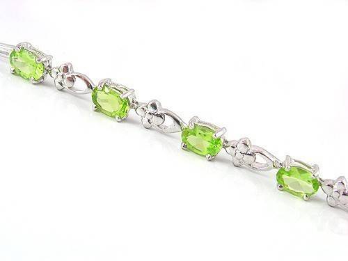 Peridot Bracelet 925 Silver Platinum Plated