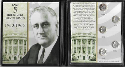 LAST ROOSEVELT SILVER DIMES 1960 -1964 SEE PER SCAN
