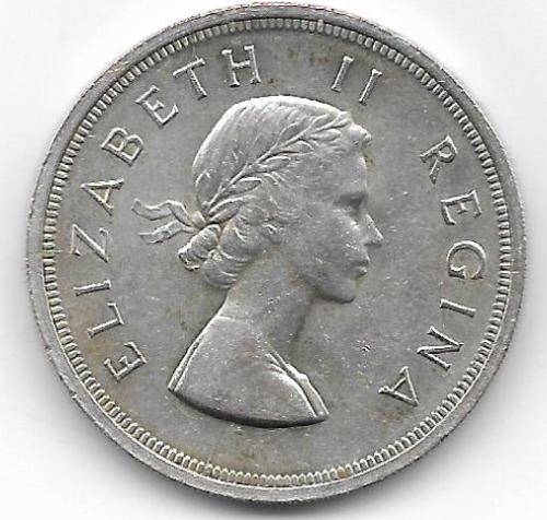 SOUTH AFRICA SILVER FIVE SHILLINGSELIZABETH 11 REGINA