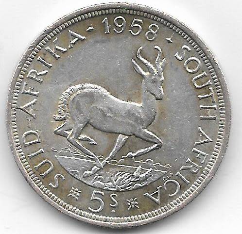 SOUTH AFRICA SILVER FIVE SHILLINGSELIZABETH 11 REGINA