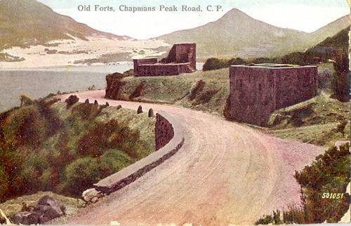 Hand-tinted post card - Old Forts, Chapmans Peak Road, C.P.
