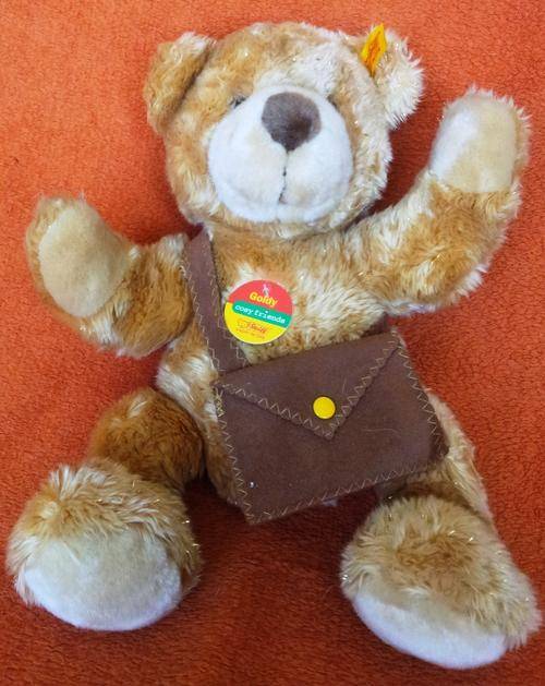 Steiff Goldy Plush Gold Flecked Mohair with Felt Pouch EAN 013935