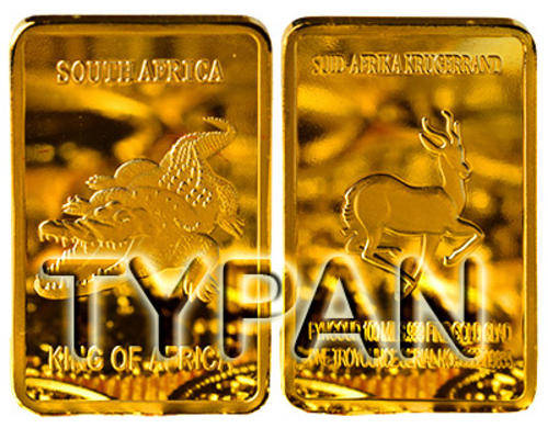 South Africa King of Africa Crocodile 1oz gold layered bar + FREE medallion