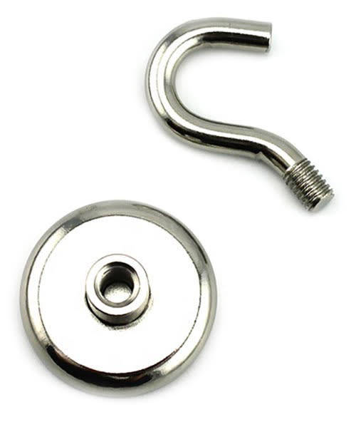 Neodymium 25mm Diameter Hook Magnet 25kg Breakaway