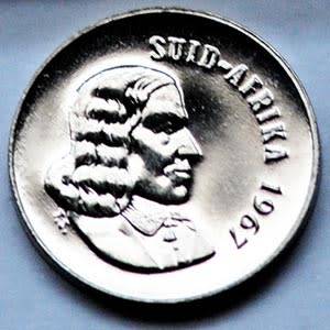 1967 South Africa 5c proof nickel Afrikaans