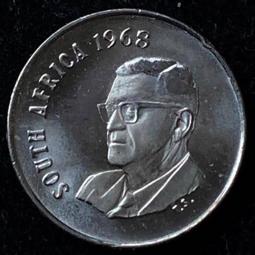 1968 South Africa 5c English Uncirculated nickel
