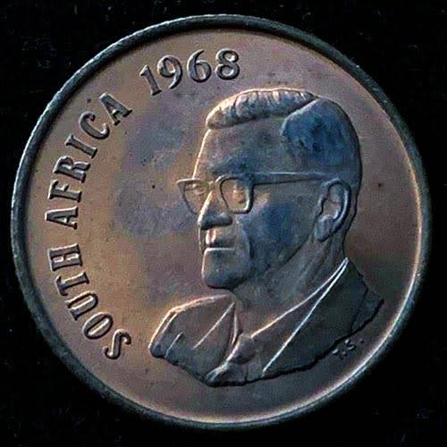 1968 South Africa 2c English Uncirculated nickel