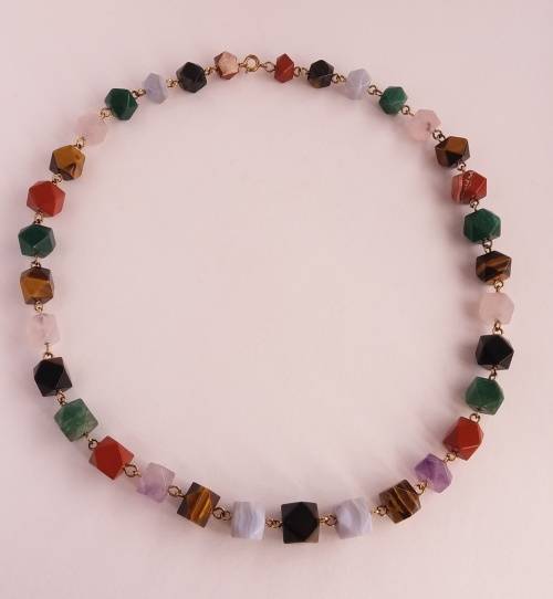 1970s faceted semi precious stone necklace