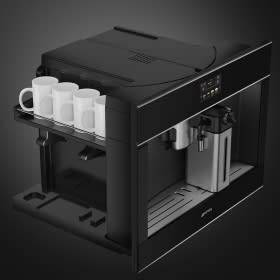 Smeg 60cm x 45cm Dolce Stil Novo Black Automatic Coffee Machine with Stainless Steel Trim