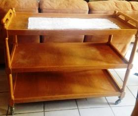 Large Oak Tea Trolley on wheels