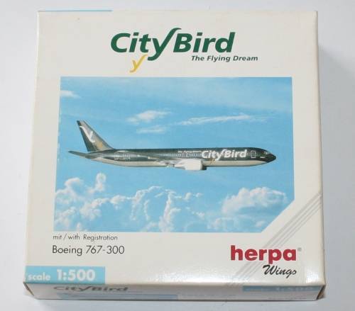 HERPA 1/500 CITY BIRD BOEING 767-300.  NEW, BOXED.  SEE DESCRIPTION