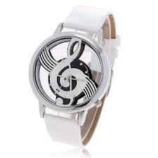 Leather Quartz Wrist Watch with Music Symbol