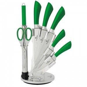 Berlinger Haus BH-2268 8 pcs knife set with stand, green metallic SS, Infinity Line
