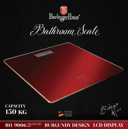 Berlinger Haus Digital 150KG Bathroom Scale - Burgundy Metallic BH-9006