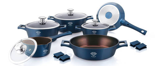 ** FREE SHIPPING ***Royalty Line  DIAMOND COATING 14 PCS COOKWARE SET  RL-MS1014D