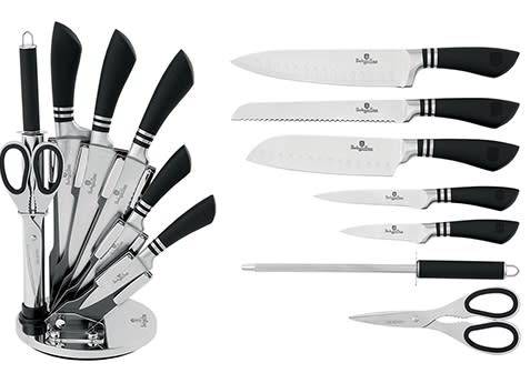 FREE SHIPPING ***Berlinger haus BH-2134 8 pcs knife set with stand, black SS, Infinity Line