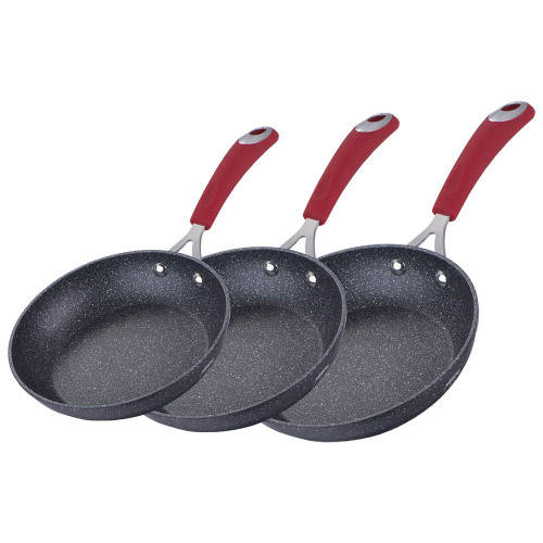 FREE SHIPPING ***Berlinger Haus 3-Piece Marble Coating oven Safe Fry pan Set, Black Stone Touch Line