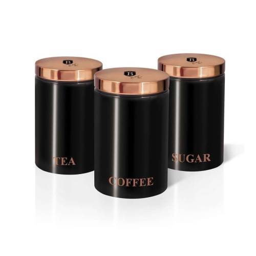 Berlinger Haus - 3 Pieces Black Rose Line Canister Set (READ THE DESCRIPTION)