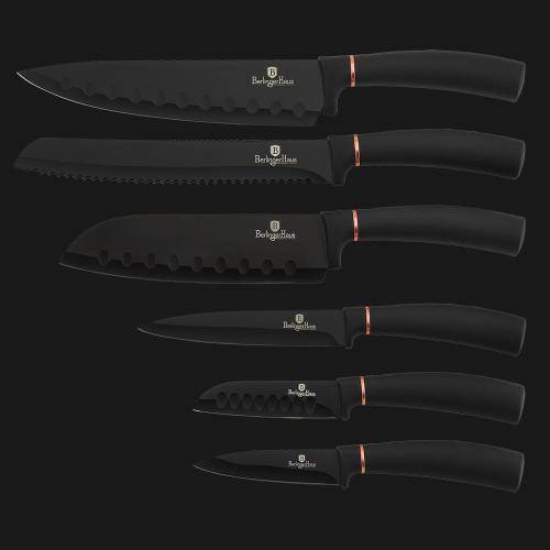 Berlinger Haus 6-Piece Marble Coating Knife Set Black Rose Gold Collection BH-2337