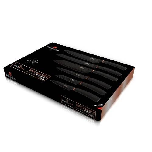 Berlinger Haus 6-Piece Marble Coating Knife Set Black Rose Gold Collection BH-2337