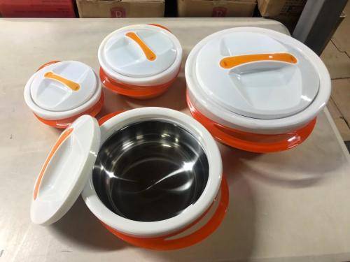 **FREE SHIPPING**4 Pcs Insulated Hot Pot Food Warmer Casserole Thermal Hotpot Set (Orange)