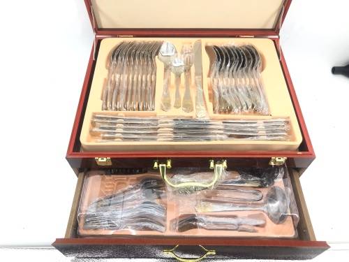 Brand New*** Hoffmayer 18/10 Stainless Steel 72 piece cutlery set** Comes in two Drawers Wooden Box