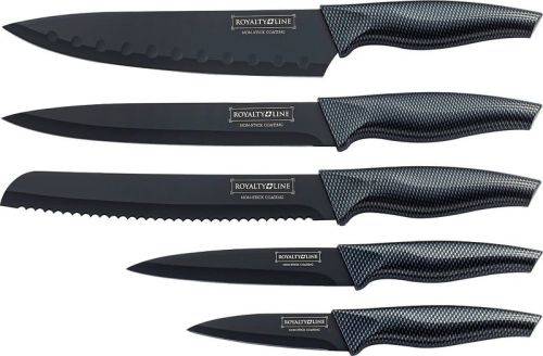 Royalty Line 5-Piece Black Ceramic Coating Knife Set - Black, RL-CB5