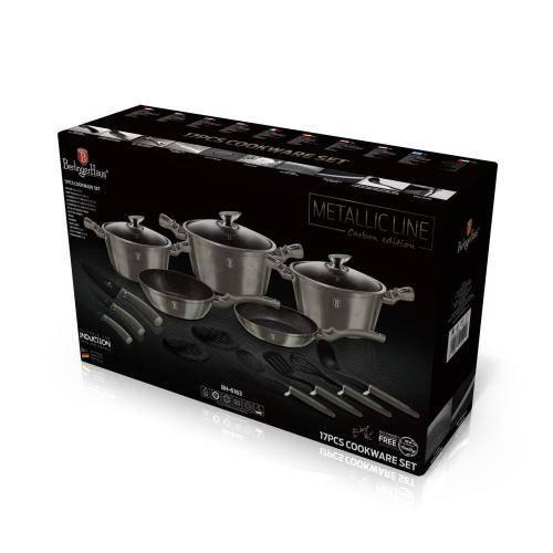 Berlinger Haus 17-Piece Marble Coating Cookware Set - Carbon Edition