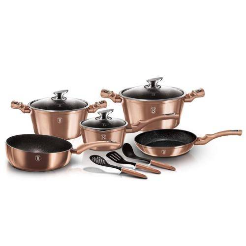 Berlinger Haus 11-Piece Marble Coating Cookware Set - Rose Gold Edition