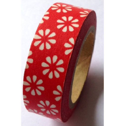 Red and White Flowers Washi Tape