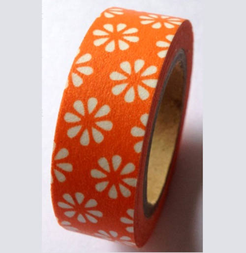 Orange and White Flowers Washi Tape