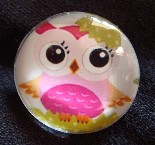 Pink Owl Brooch / Badge